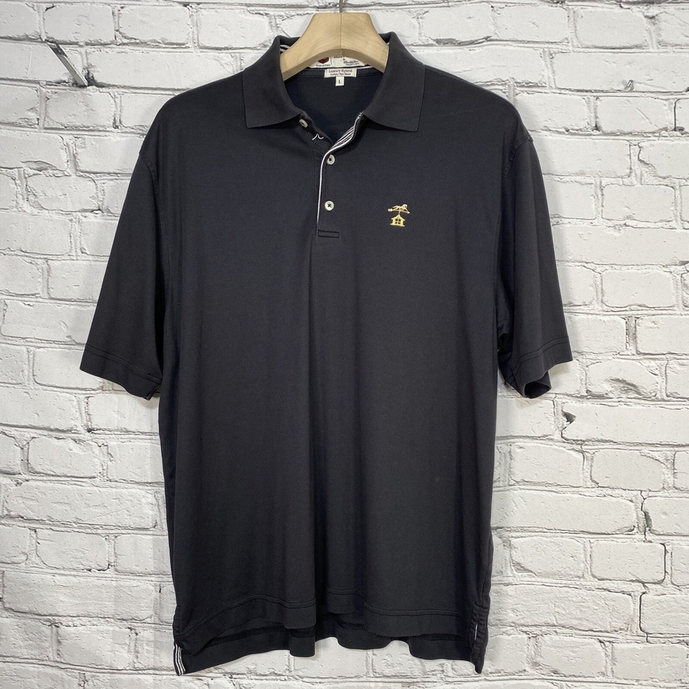 Iliac Golf Men's Polo Shirt Black Size L‎ Luxury Hybrid Bert LaMar Embroidered